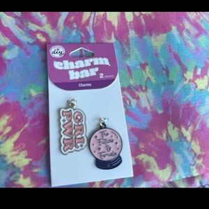 Womens Pink 'Girl PWR' and 'The Future Is Female' Charms